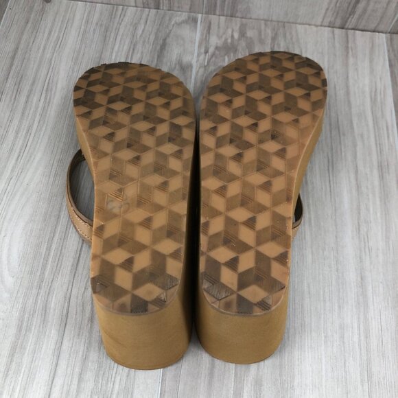 Aldo Wedge Sandals Womens 8M Brown Slip On Thong Platform Flip Flops - Picture 12 of 12